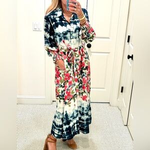 Misa Los Angeles Bettina Dress Size Small Floral Tie Dye NWOT